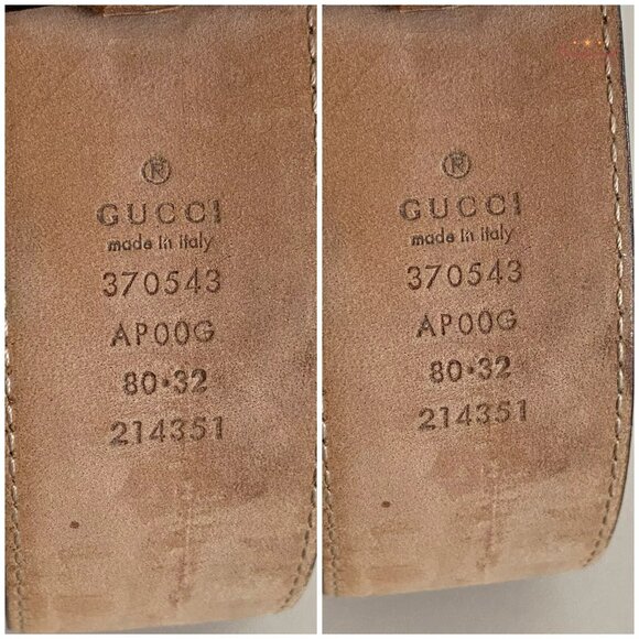 Authentic Gucci Black Calfskin Leather Gold Interlocking G Buckle Belt 80/32 - Picture 7 of 13